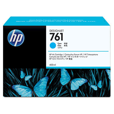 Original Dye Ink HP 761 400ml Cyan Ink Cartridge (CM994A) for HP Printers