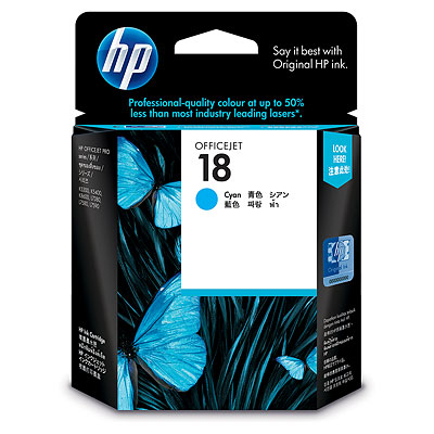 Original Ink 18 HP C4937A Cyan for HP Printers