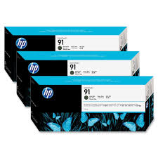 Original HP Ink 91 C9480A Matte Black 3 Ink Multipack